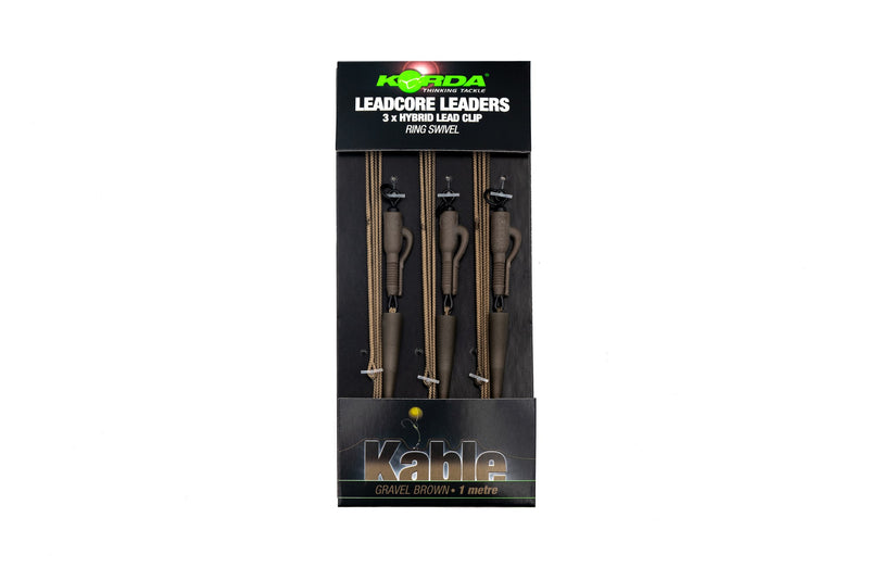 Load image into Gallery viewer, Kable Leadcore Leader Hybrid Lead Clip Ring Swivel Weed 1m
