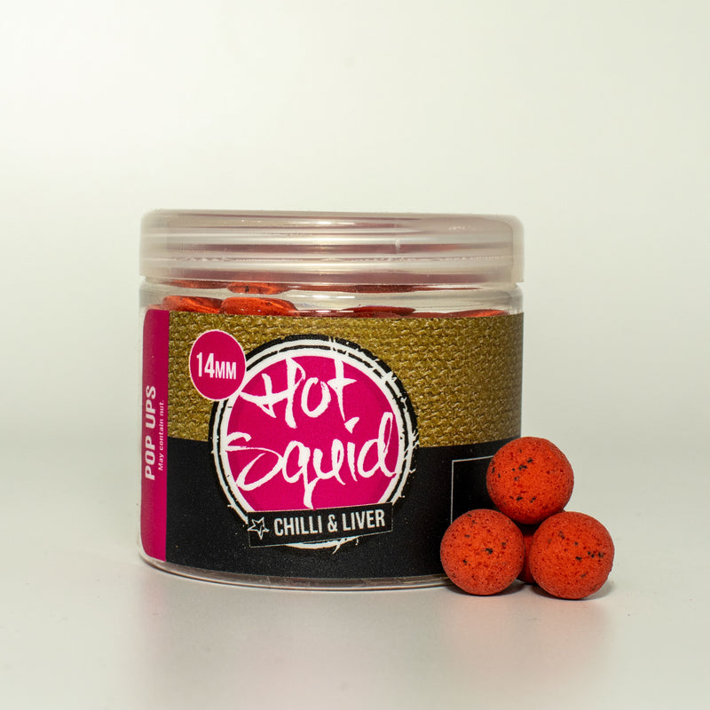 Load image into Gallery viewer, Proper Baits - Hot Squid Chilli &amp; Liver Pop Ups 14mm
